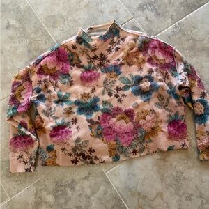 Pilcro Floral Knit Top in Pink and Blue